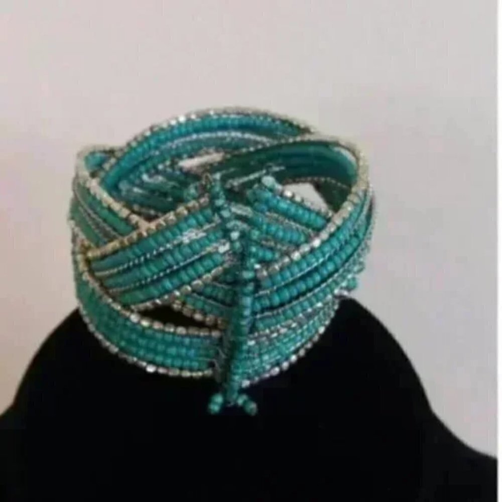 Beaded Adjustable Bangle Bracelet - image 3